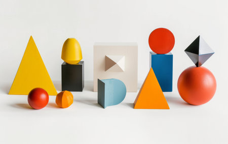 Engaging with Geometric Shapes Set for Conceptual Understanding On White Background Generative By Ai.の素材
