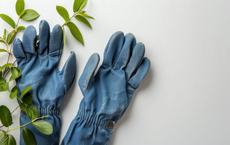 Protecting Hands with Gardening Gloves On White Background Generative By Ai.の素材