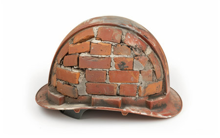 Utilizing Safety Helmet in Construction Work On White Background Generative By Ai.の素材
