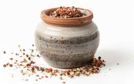 Storing Seasonings in Ceramic Spice Jar On White Background Generative By Ai.の素材
