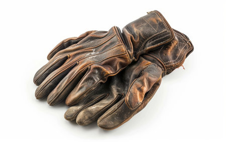 Leather Gloves Collection On White Background Generative By Ai.の素材