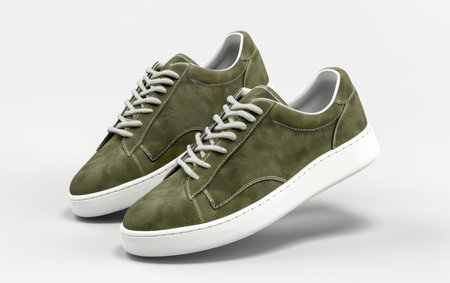 Elevating Style with Stylish Suede Sneakers On White Background Generative By Ai.の素材