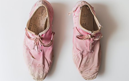 Pink Ballet Shoes and the Art of Dance On White Background Generative By Ai.の素材