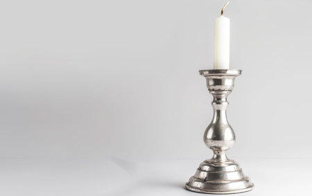 Silver Candlestick Holders for Timeless Decor On White Background Generative By Ai.の素材