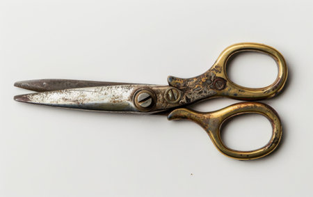 The Importance of Tailor's Shears in Sewing On White Background Generative By Ai.の素材