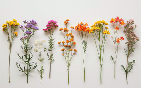Enhancing Home Aesthetics with Yarrow Arrangements On White Background Generative By Ai.の素材