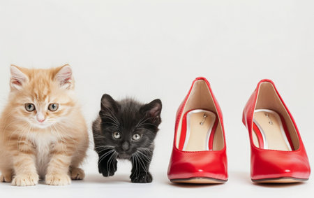 Elevating Style with Kitten Heels On White Background Generative By Ai.の素材