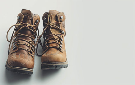 Hiking Boots for Adventure Seekers On White Background Generative By Ai.の素材