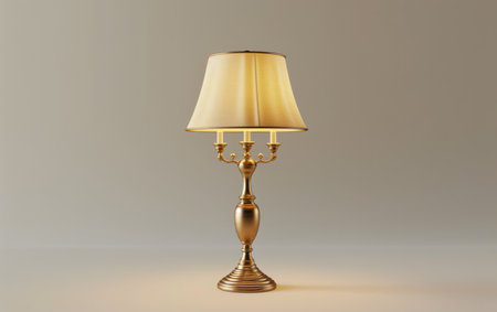 Bedside Lamp Elegance for a Cozy Bedroom On White Background Generative By Ai.の素材