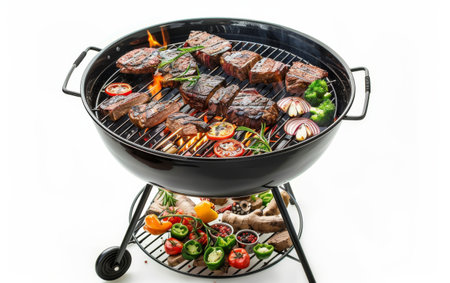 Mastering the Art of the Barbecue Grill On White Background Generative By Ai.の素材