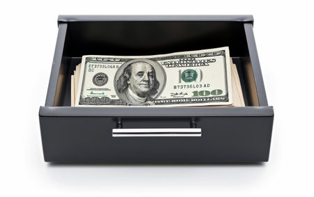The Importance of a Secure Cash Drawer On White Background Generative By Ai.の素材