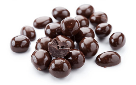 Tempting Tastebuds with Chocolate-Covered Espresso Elegance On White Background Generative By Ai.の素材