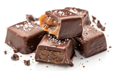 Indulging in Chocolate-Covered Sweetness On White Background Generative By Ai.の素材