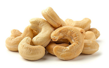 Exploring the Culinary Wonders of Cashews On White Background Generative By Ai.の素材