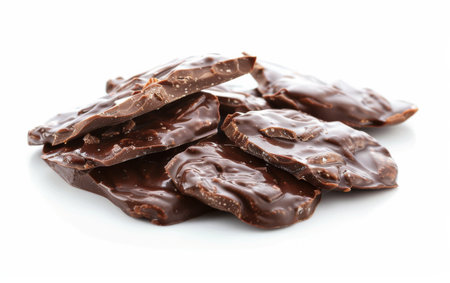 Indulging in Chocolate-Covered Toffee Delight On White Background Generative By Ai.の素材