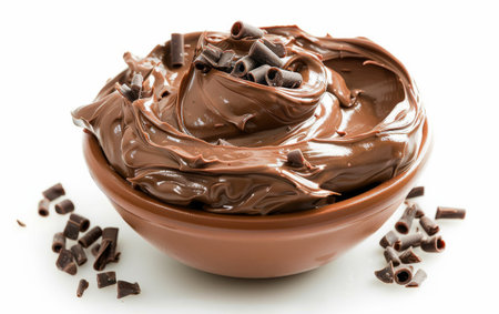 Tempting Tastebuds with Chocolate-Coated Yogurt Elegance On White Background Generative By Ai.の素材