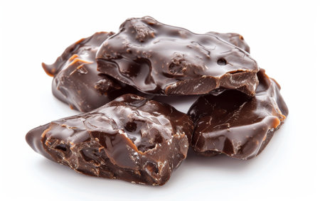 Tempting Tastebuds with Chocolate-Coated Toffee Elegance On White Background Generative By Ai.の素材