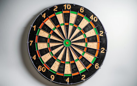 Aiming for Victory in the Dartboard Competition On White Background Generative By Ai.の素材