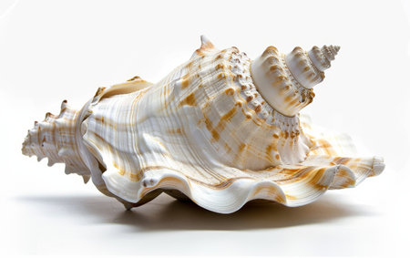 Exploring Coastal Beauty Through the Conch Shell On White Background Generative By Ai.の素材