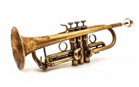 Exploring Musical Expression with the Captivating Cornet On White Background Generative By Ai.の素材