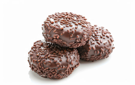 Indulging in Chocolate-Covered Rice Cakes Delight On White Background Generative By Ai.の素材