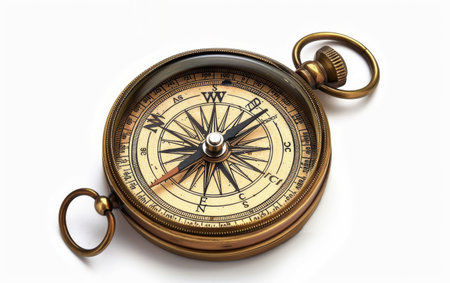 Embarking on Adventures with the Trusty Compass On White Background Generative By Ai.の素材