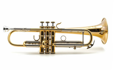 Elevating Music with the Artistry of the Cornet On White Background Generative By Ai.の素材