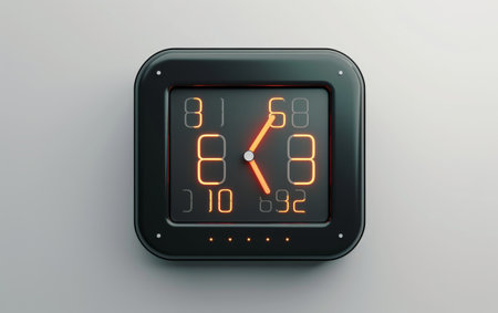 Mastering Time Efficiency with the Digital Clock On White Background Generative By Ai.の素材