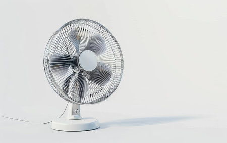 Beating the Heat with the Electric Fan's Refreshing Breeze On White Background Generative By Ai.の素材