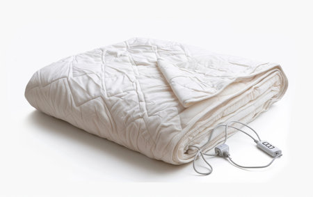 Tailoring Bedtime Warmth with Adjustable Electric Blankets On White Background Generative By Ai.の素材