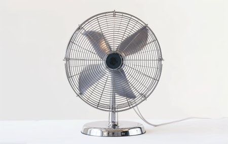 Embracing Cool Air with the Modern Electric Fan On White Background Generative By Ai.の素材