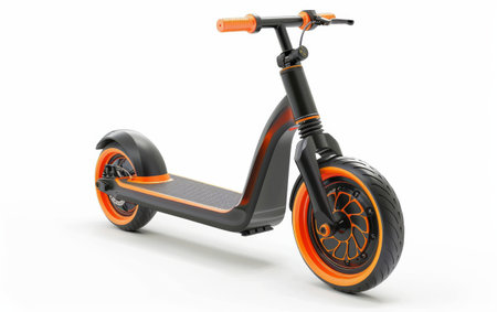 Navigating Urban Paths with the Electric Scooter On White Background Generative By Ai.の素材