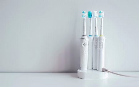 Efficient Oral Care with the Electric Toothbrush Charger On White Background Generative By Ai.の素材