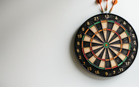 Elevating Gaming Precision with Electronic Dartboard Technology On White Background Generative By Ai.の素材