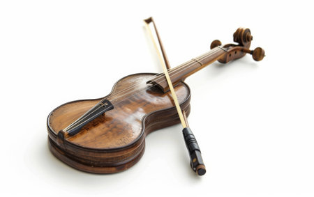 Melodic Mastery with the Erhu - Chinese Violin On White Background Generative By Ai.の素材