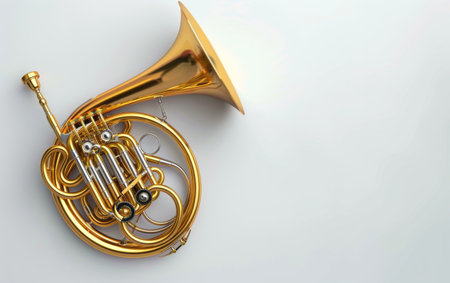 Elevating Orchestral Sound with the French Horn On White Background Generative By Ai.の素材
