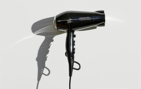 Elevating Haircare with the Professional Hairdryer On White Background Generative By Ai.の素材