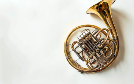 Mastering Artistry with the French Horn On White Background Generative By Ai.の素材