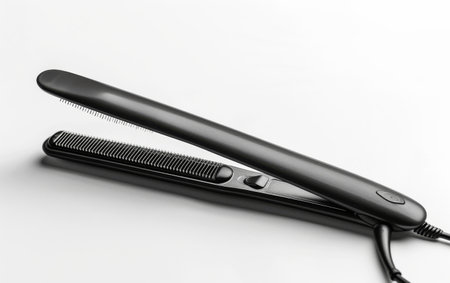 Mastering Hairstyling with the Hair Straightener On White Background Generative By Ai.の素材