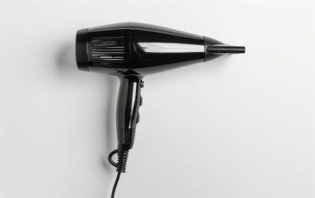 Mastering Hairstyling with the Hairdryer On White Background Generative By Ai.の素材