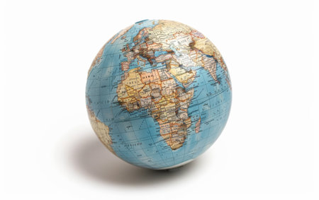 Exploring Global Perspectives with the Educational Globe On White Background Generative By Ai.の素材