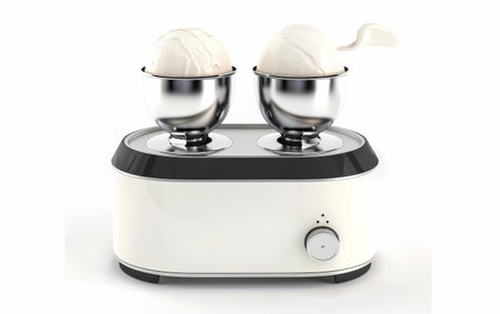 Elevating Dessert Creation with the Ice Cream Machine On White Background Generative By Ai.の素材