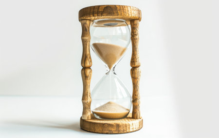 Navigating Temporal Art with the Hourglass On White Background Generative By Ai.の素材