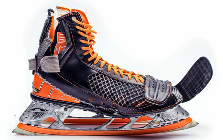 Elevating Goalie Efficiency with Ice Hockey Skates On White Background Generative By Ai.の素材