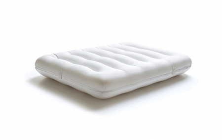 Navigating Portable Sleep with the Inflatable Mattress On White Background Generative By Ai.の素材