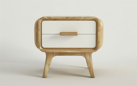 Nightstand Chic in Bedroom Decor On White Background Generative By Ai.の素材