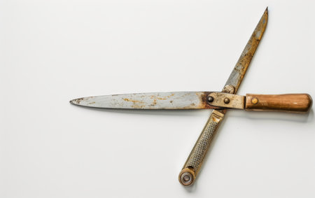The Art of Clean Cuts with a Paper Cutter On White Background Generative By Ai.の素材