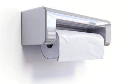 Modern Convenience with Paper Towel Dispenser On White Background Generative By Ai.の素材