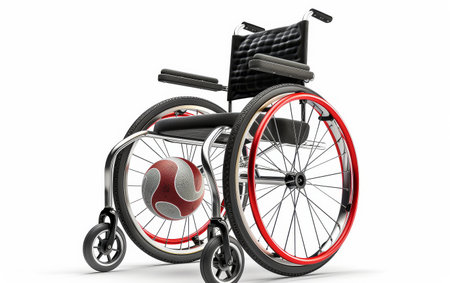 The Dynamic World of Sitting Handball Wheelchairs On White Background Generative By Ai.の素材