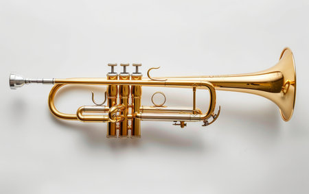 The Allure of a Masterful Trumpet On White Background Generative By Ai.の素材